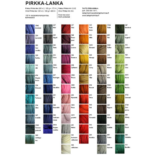 Colour card Pirkka yarn