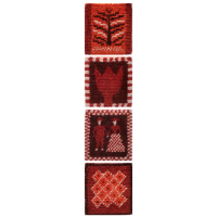 Elämänpuu ryijysarja punainen kutoen 4 osaa 45 x 45 cm