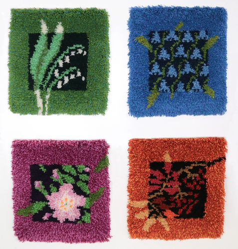 Kesäikkunat  rya series by weaving, 4 pcs á 43 x 43 cm